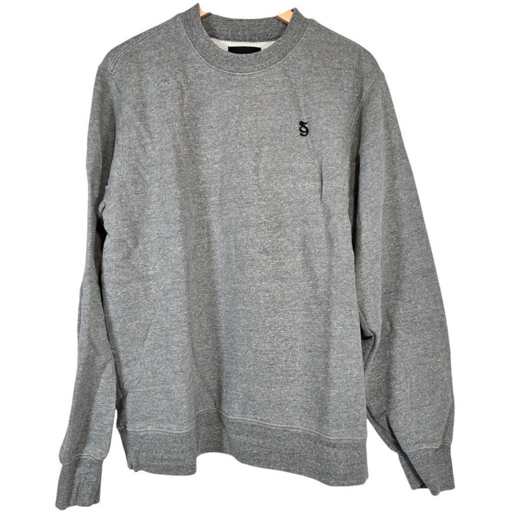 Spiritual Gangster Gray SG Embroidered Monogram Classic Crewneck Sweatshirt L